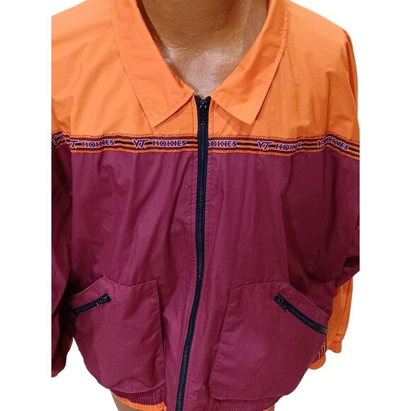 ProPlayer Mens VT Hokies Jacket XXL Orange & Burgundy Polyester Cotton Nylon VTG - Picture 2 of 10